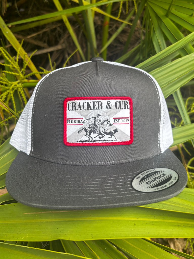 State Flag Patch Hat- Charcoal/White Flatbill