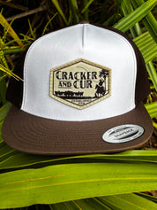 Diamond Logo Patch Hat- 7 Panel Brown/White Flatbill
