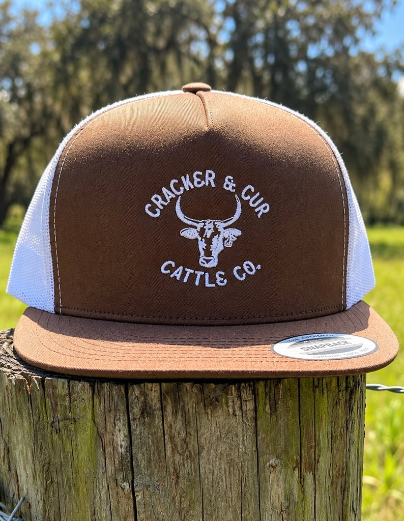C&C Cattle Co. Hat- Brown/White Flatbill