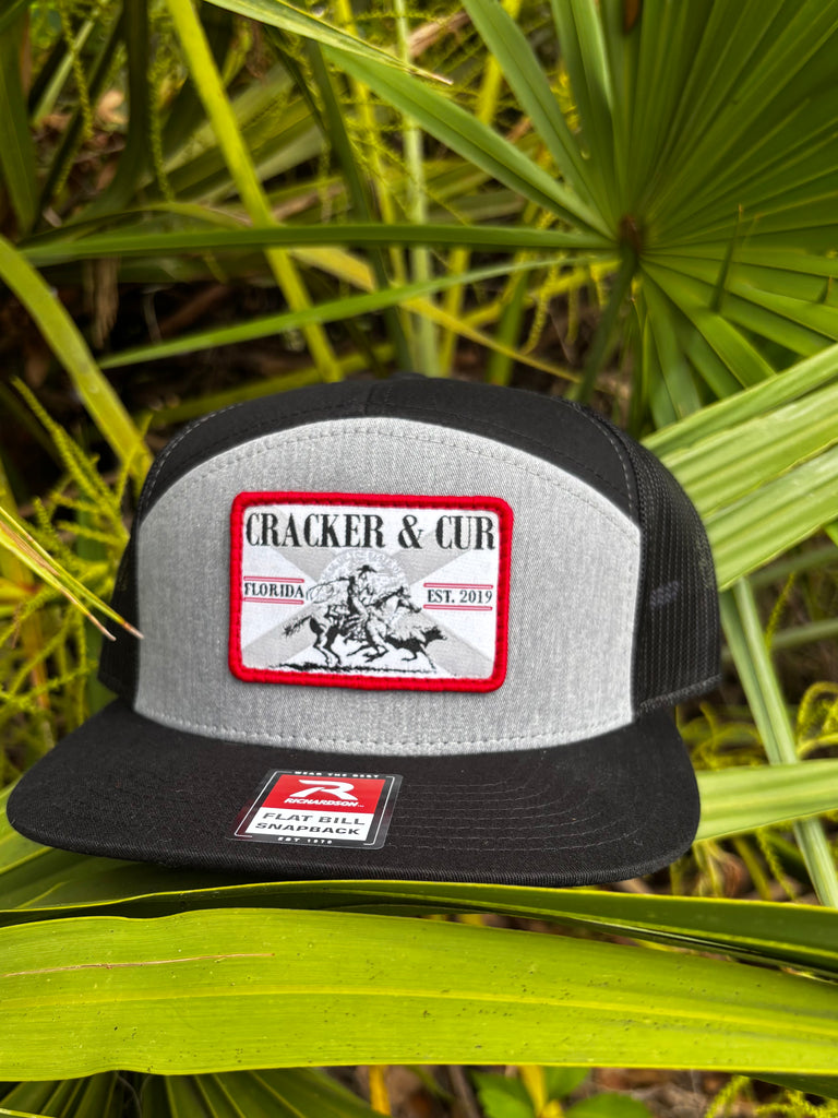 State Flag Patch Hat- 7 Panel Heather Gry/Blk