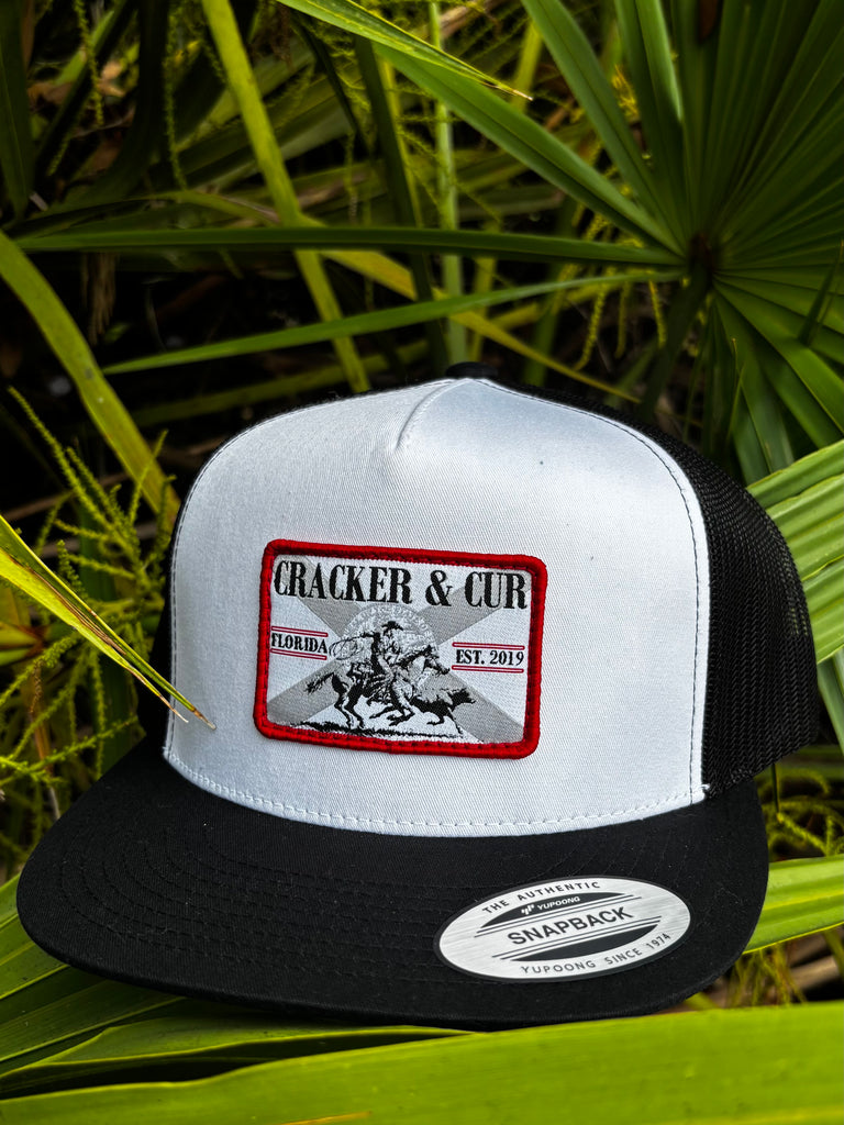 State Flag Patch Hat- Black/White Flatbill