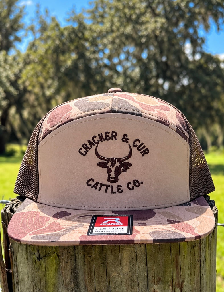 C&C Cattle Co. Hat- 7 Panel Bark/Duck Camo/Brown