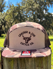 C&C Cattle Co. Hat- 7 Panel Bark/Duck Camo/Brown