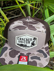 Diamond Logo Patch Hat- 7 Panel Bark Duck Camo Flatbill