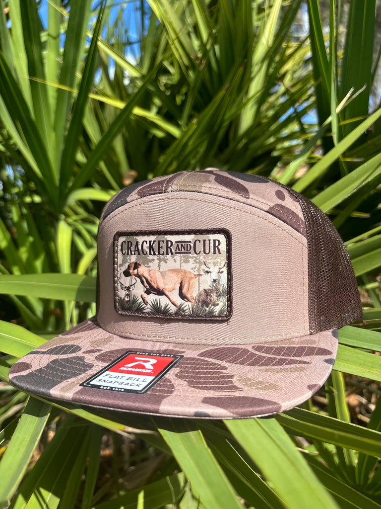 Cur Dog Patch Hat- 7 Panel Bark/Duck Camo/Brown