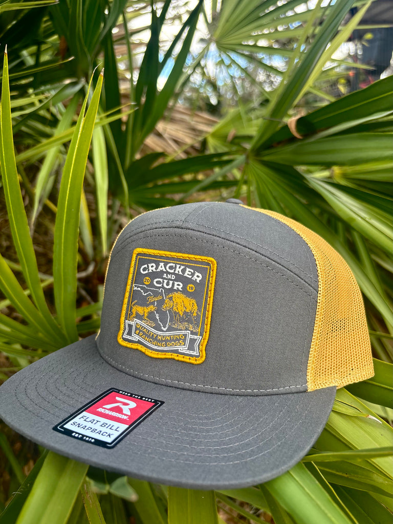 Bayed Up Patch Hat - Char./Old Gold 7 Panel Flat
