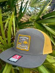 Bayed Up Patch Hat - Char./Old Gold 7 Panel Flat
