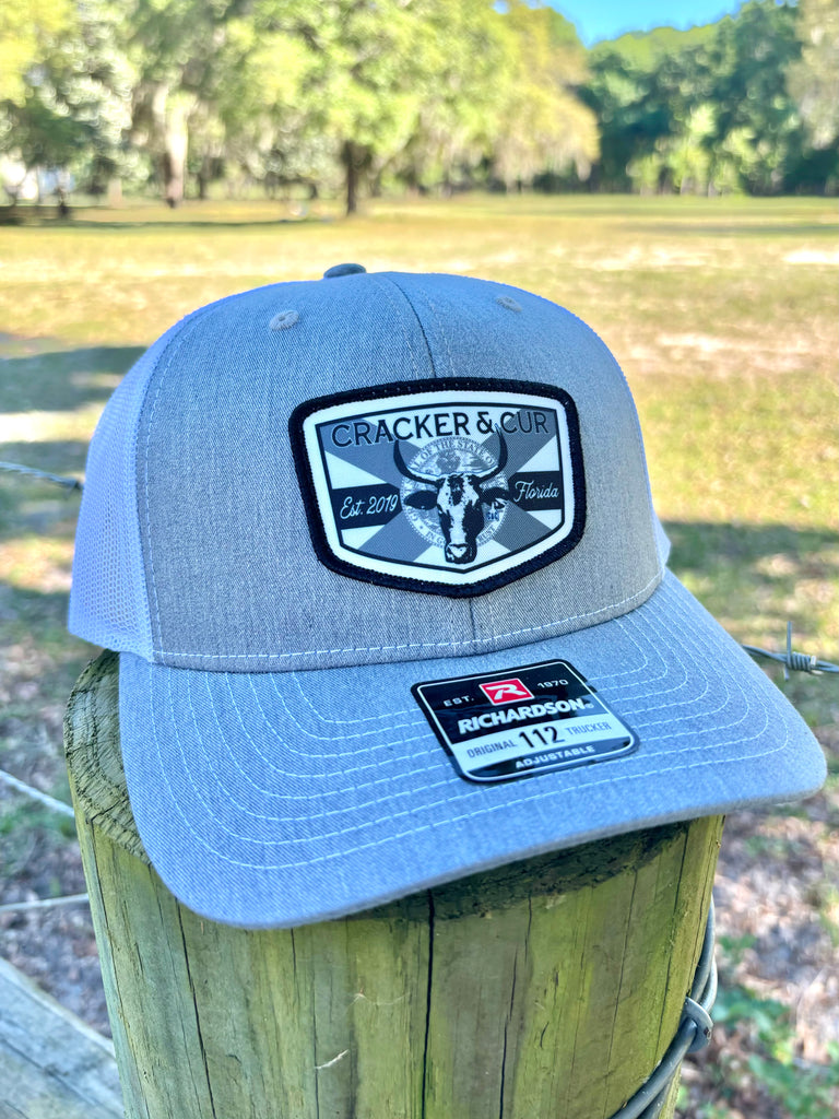 Florida Cattle Patch Hat - Heather Grey/White