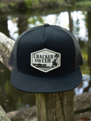 Diamond Logo Patch Hat- 7 Panel Black Flatbill