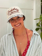 Saddles and Sunsets- Canvas Trucker Hat Cream/Camo