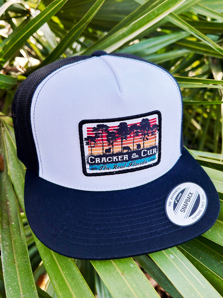 Real Florida Patch Hat - Black/White Flatbill