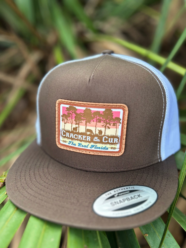 Real Florida Patch Hat - Brown/White Flatbill